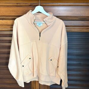 Aerie Peach Quarter-Zip Sweatshirt Medium